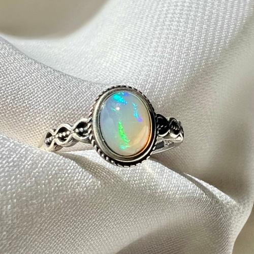 خاتم اوبال ابيض فضة 925