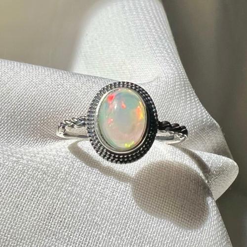 خاتم اوبال ابيض فضة 925