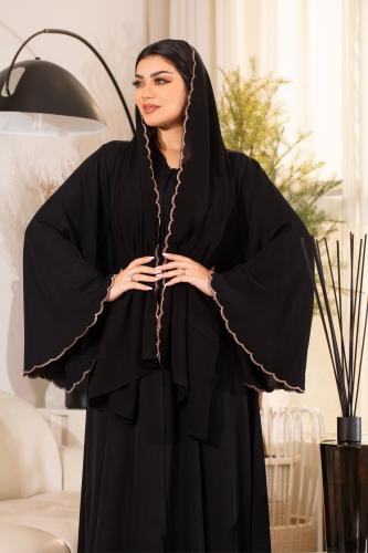 عباية نص كلوش اسود بكم واسع