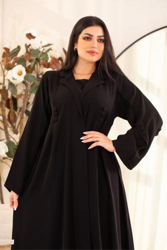 عباية نص كلوش اسود بأزرار