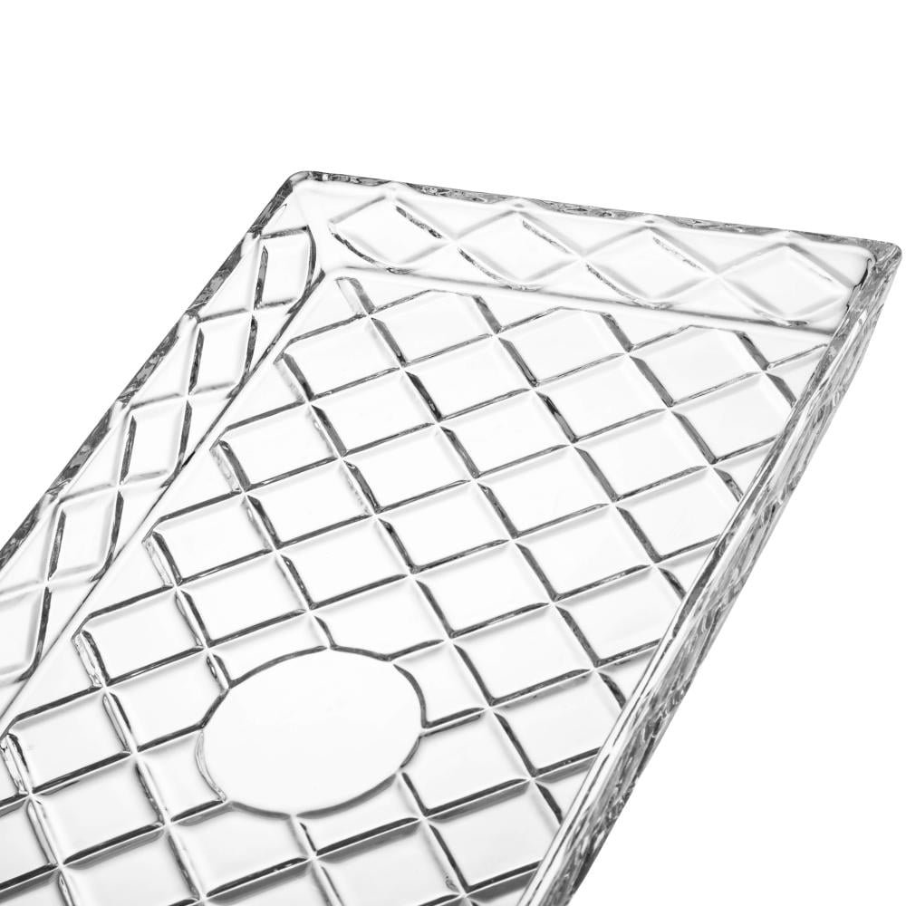 صحن تقديم زجاج مستطيل مكعبات مقاس  17.5*14 سم