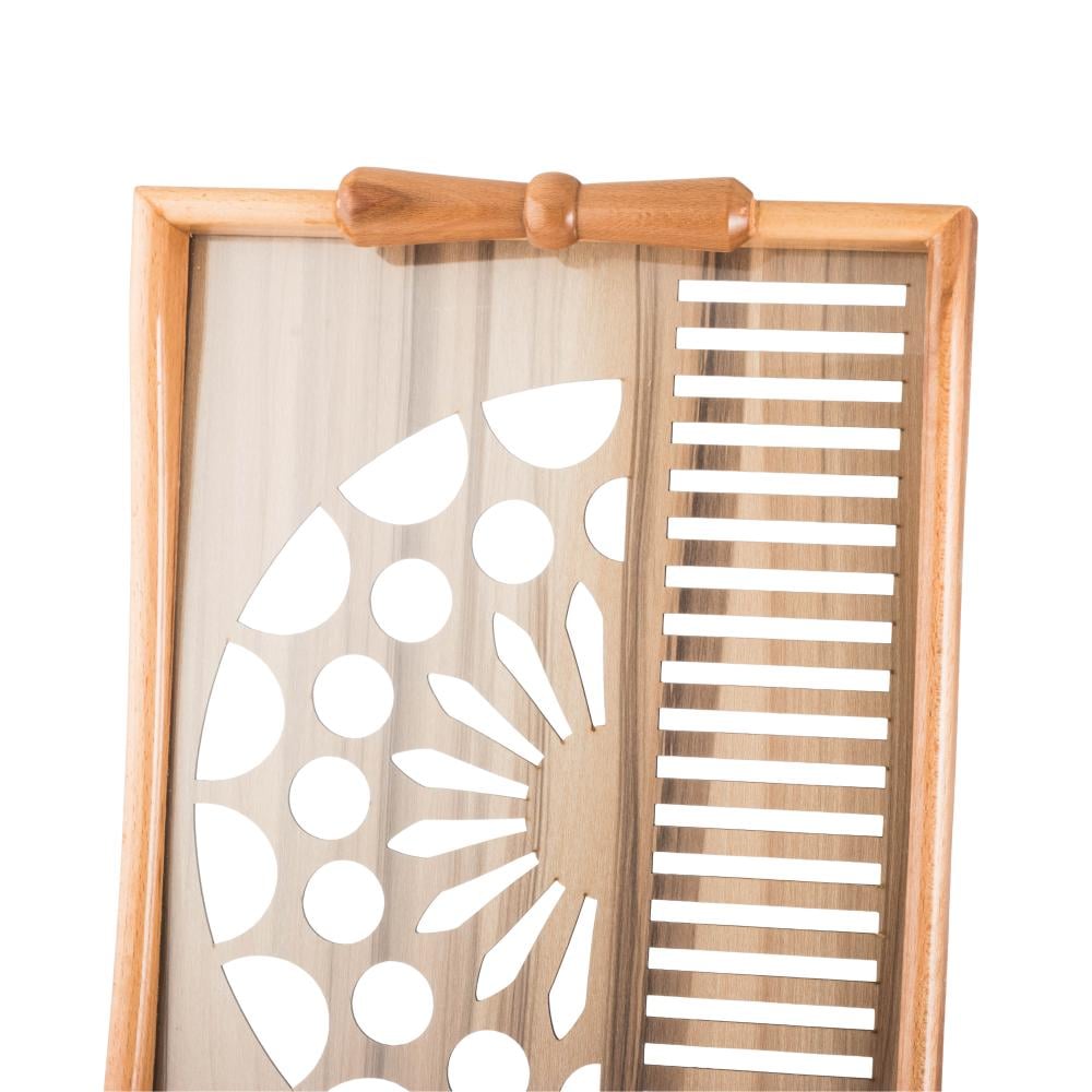 طقم صواني خشب 2 قطعة يد فيونكه ارضية مزخرفة مع طبقة عازلة اكريلك شفاف