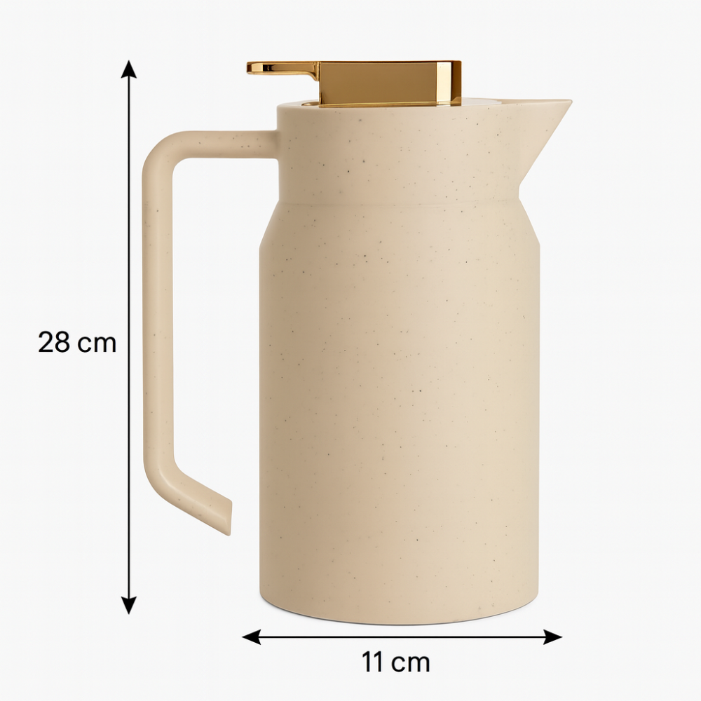 ترمس شاي وقهوة من شركة هوست 1 لتر بيج منقط وذهبي داخل زجاج