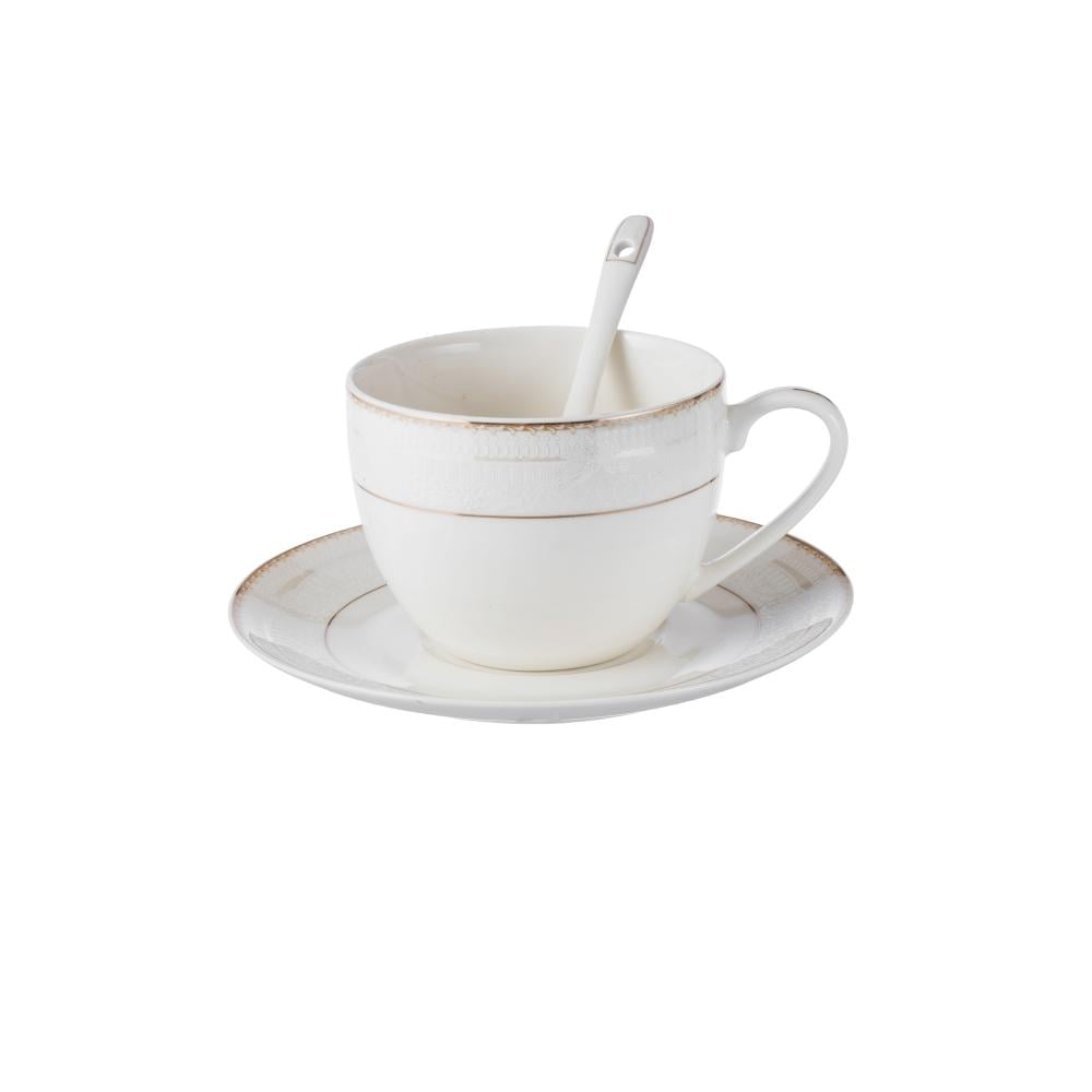 طقم عشاء بورسلان فاخر ابيض بنقش ذهبي مزخرف 70 قطعة 6 اشخاص