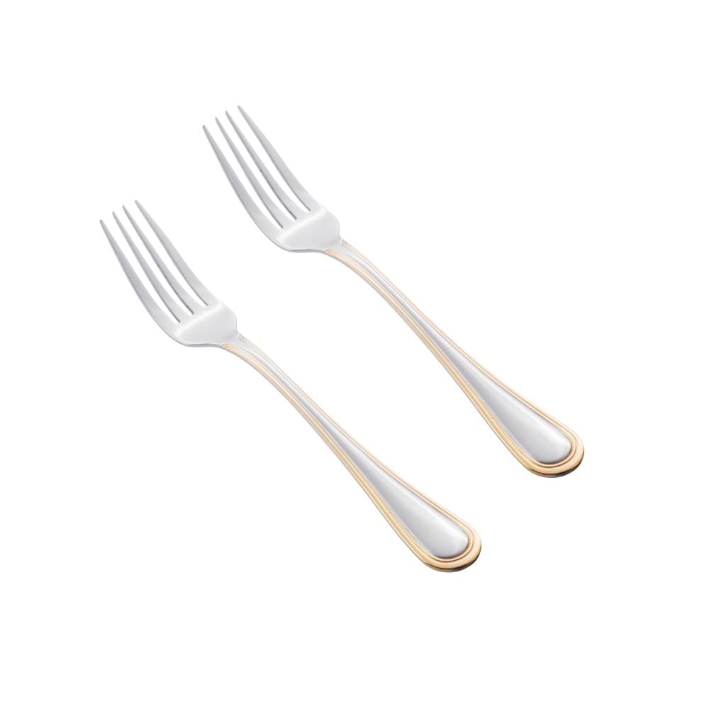 طقم شوكة طعام استيل وذهبي فاخر 6 قطعة