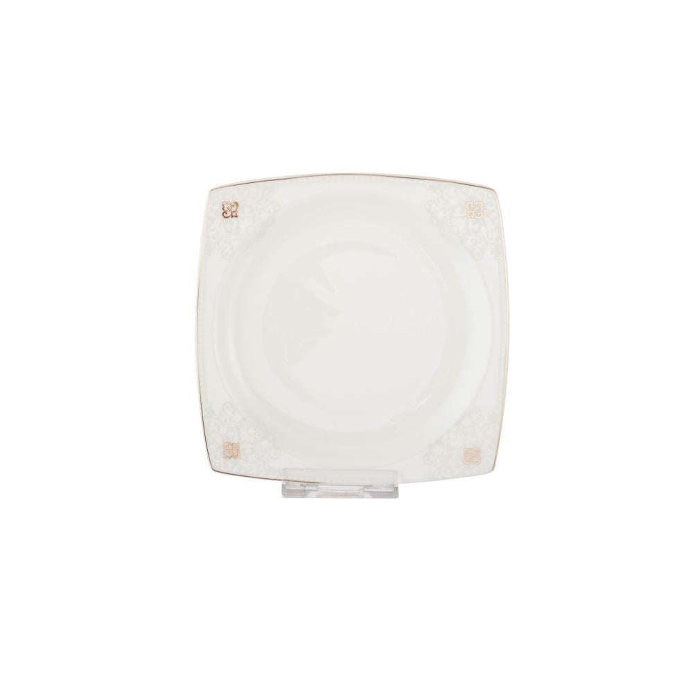 طقم صحون للحلا والفواكه والفطور 6 قطعة بورسلان مربع مزخرف