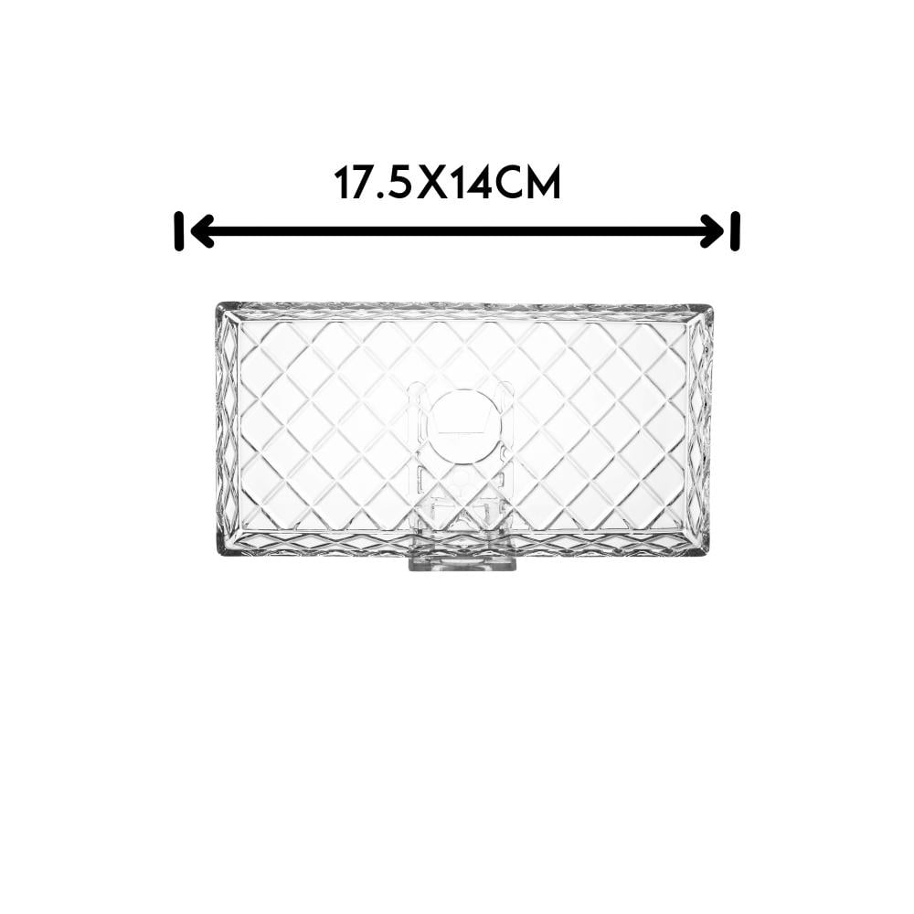 صحن تقديم زجاج مستطيل مكعبات مقاس  17.5*14 سم