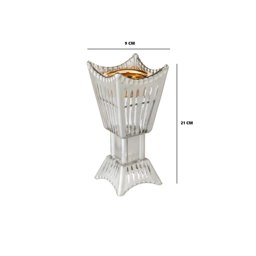 مبخرة الشعلة زجاج تركي لون فضي
