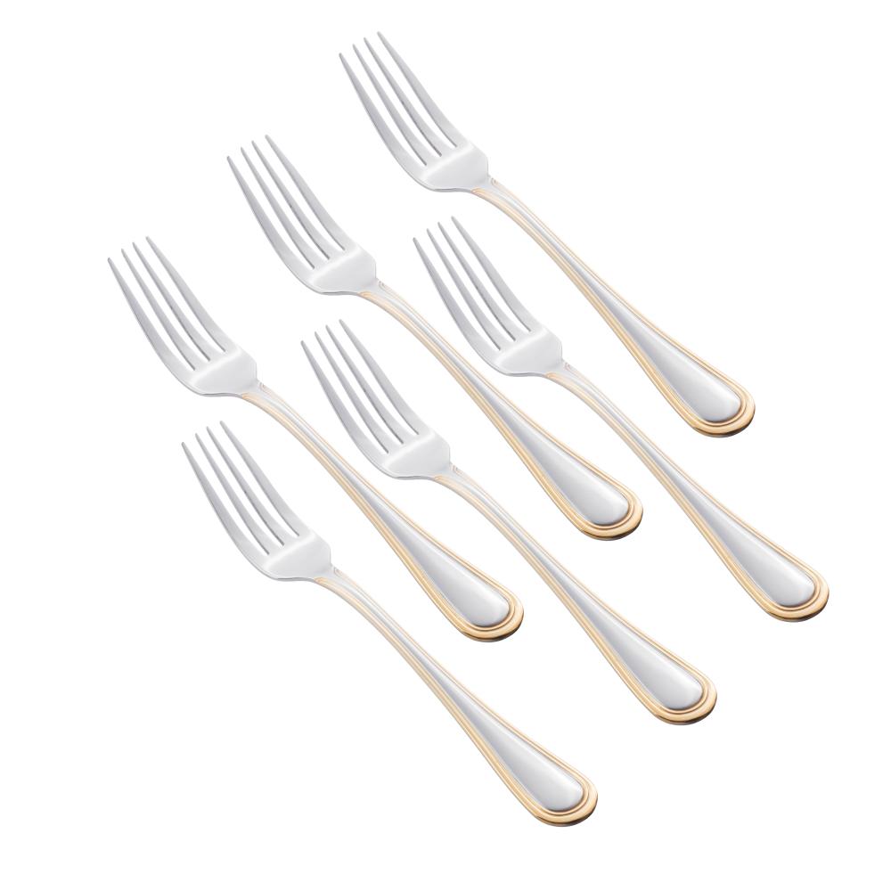 طقم شوكة طعام استيل وذهبي فاخر 6 قطعة