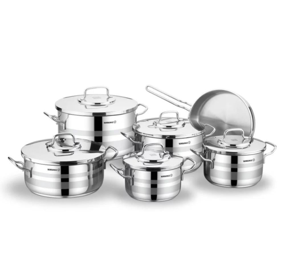 كوركماز طقم قدور استيل 18/10 تركي 11 قطعة استرا 2