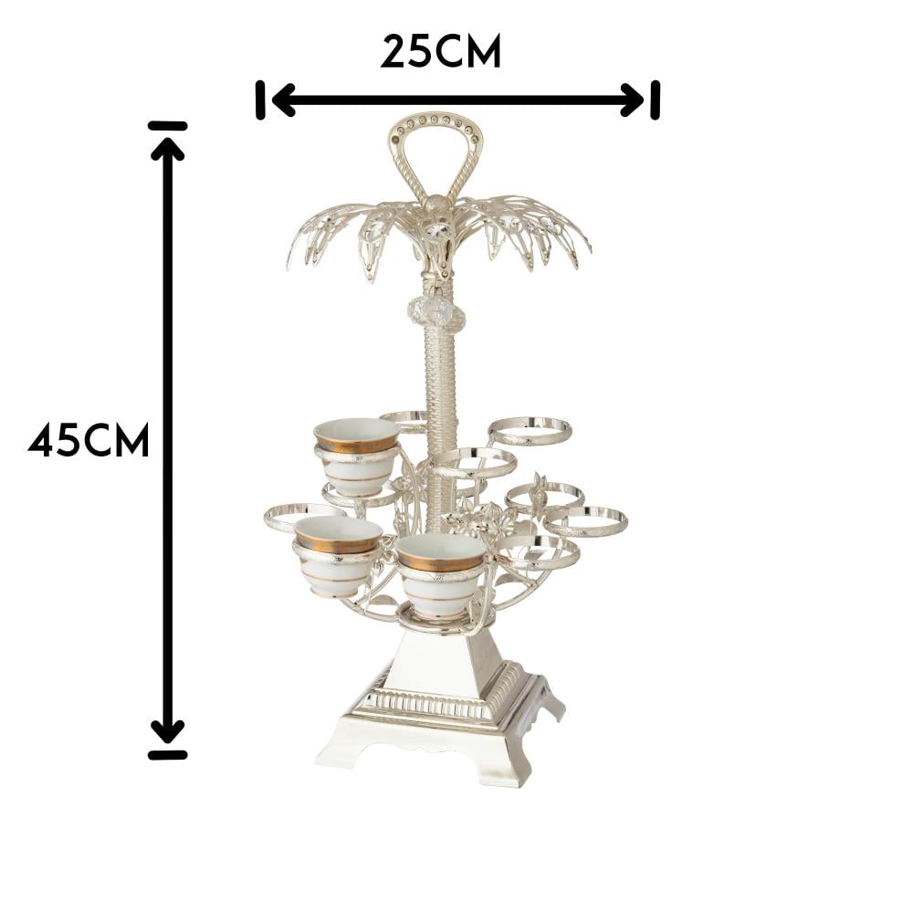شيالة فناجين قهوة سعودي معدن فضي فاخر
