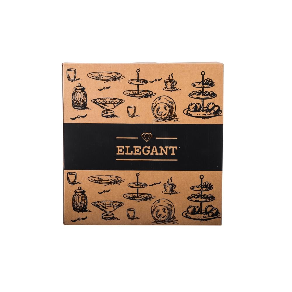 صحن تقديم الحلويات زجاج مدور مثلج وذهبي بقاعدة مقاس 27.5 سم