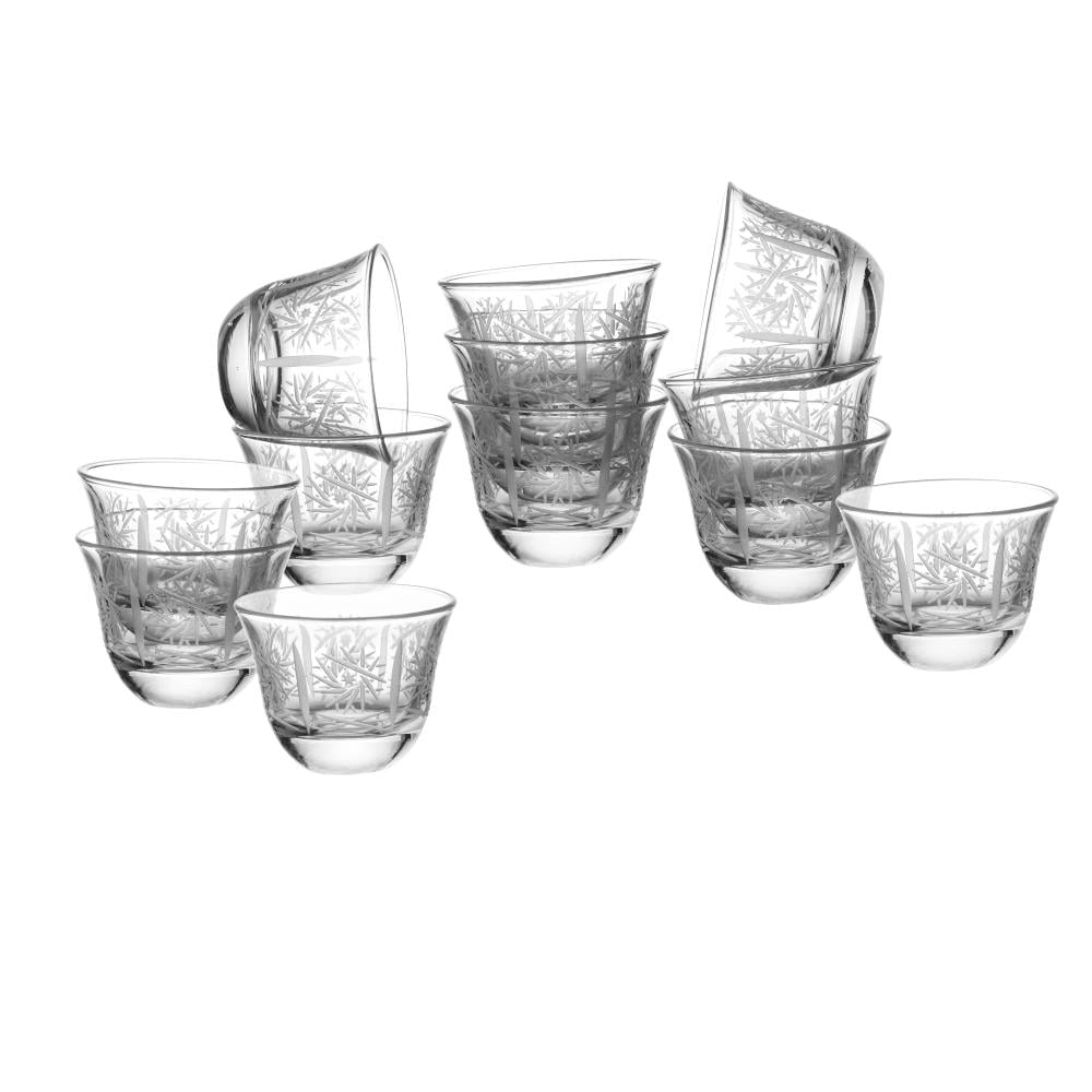 فناجين قهوة سعودي زجاج تركي  حفر ليزر 80 مل 12 شخص