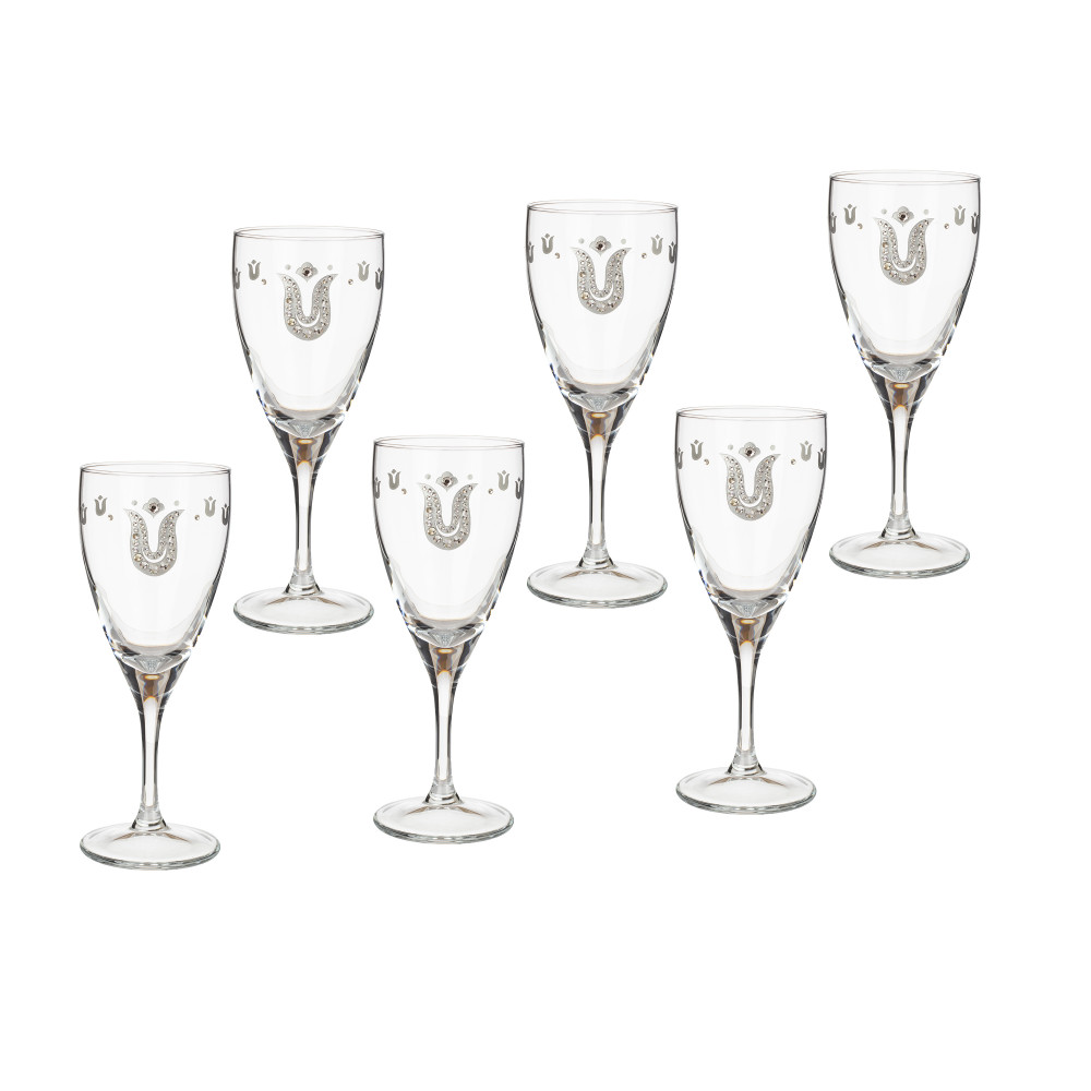 كاسات عصير فضي كريستال تركي 6 قطعة