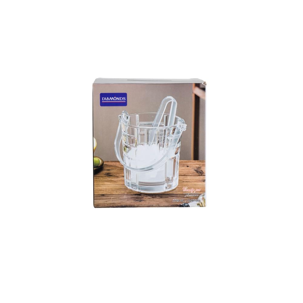 سطل ثلج زجاج محجر مع ملقط اكرليك