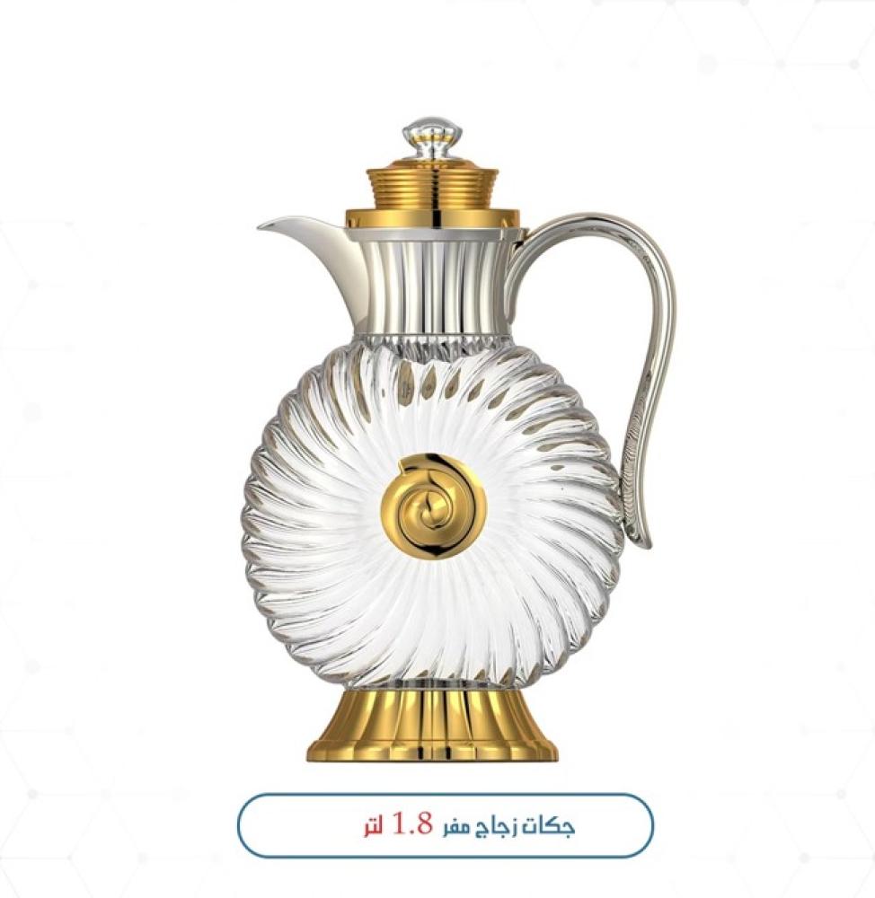 جك عصير زجاج 1.8 لتر فضي و ذهبي
