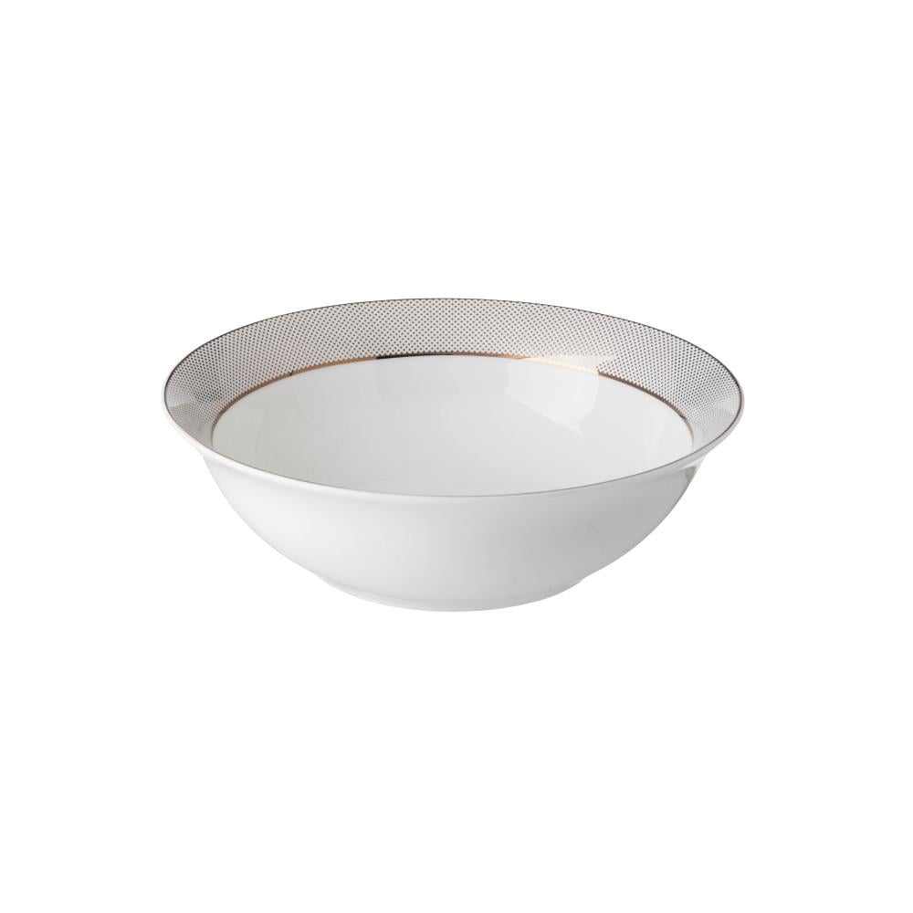 زبدية سلطة بورسلان ابيض وذهبي منقط مقاس 22.5 سم 1 قطعة