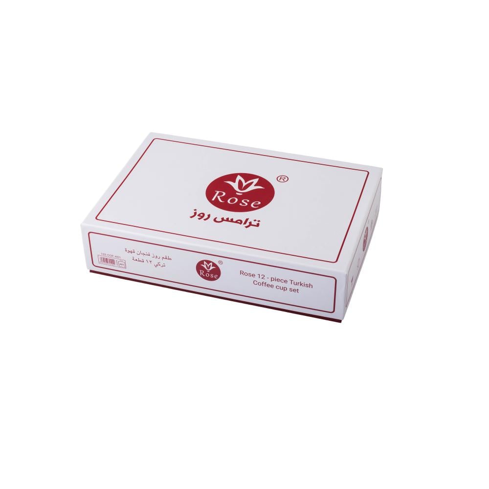 طقم فناجين قهوة تركي بورسلان محجر 6 اشخاص مجموعة روز