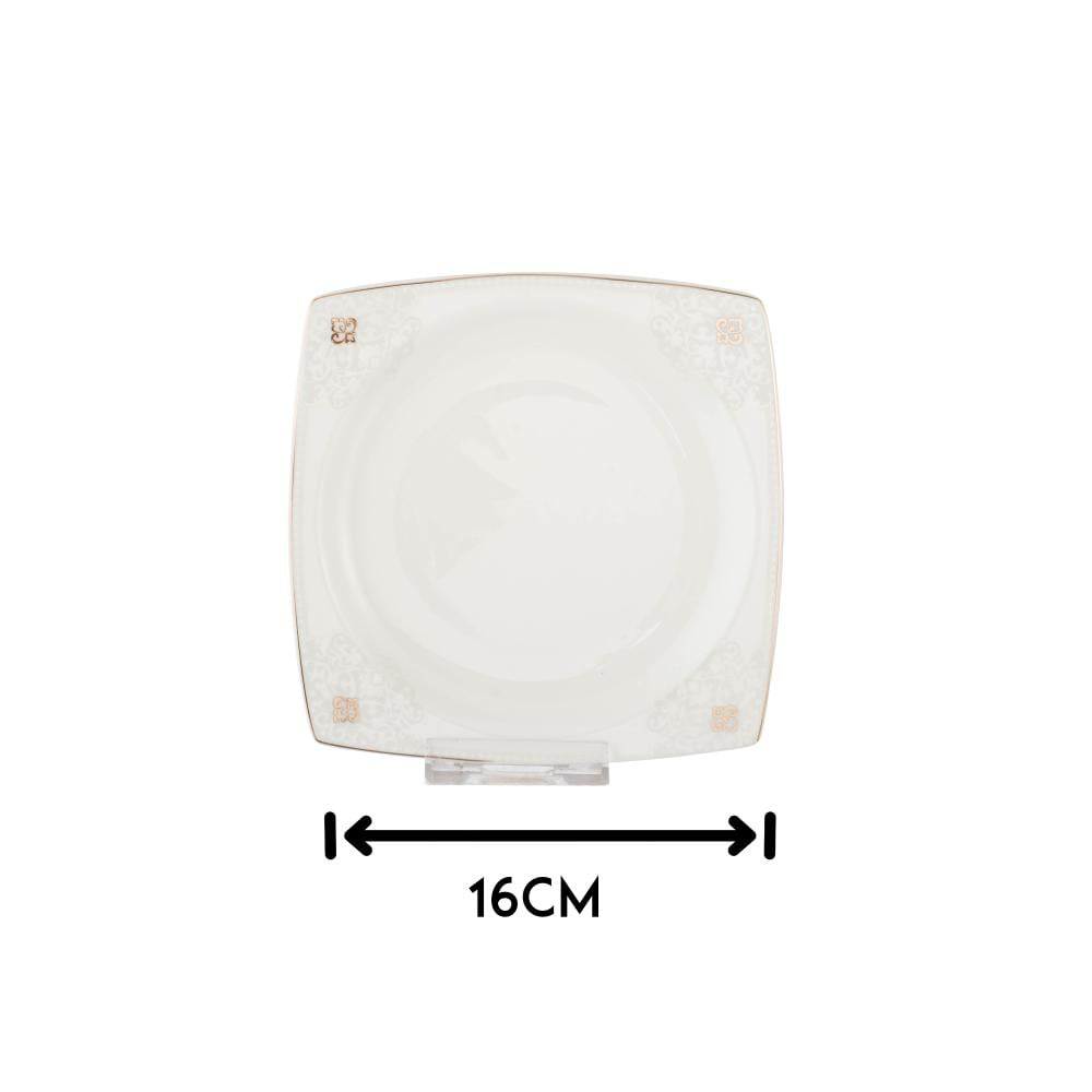 طقم صحون للحلا والفواكه والفطور 6 قطعة بورسلان مربع مزخرف