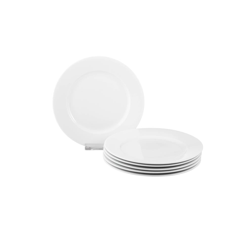 طقم صحون فواكه ابيض سادة ناصع مقاس  20.5 سم 6 قطعة