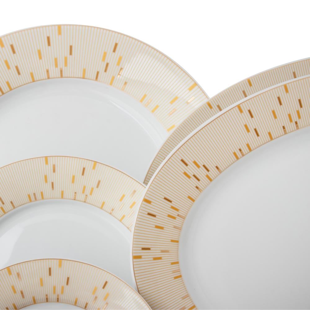 طقم سفرة بورسلان فاخر  بزخرفة ناعمة 45 قطعة 6 اسخاص