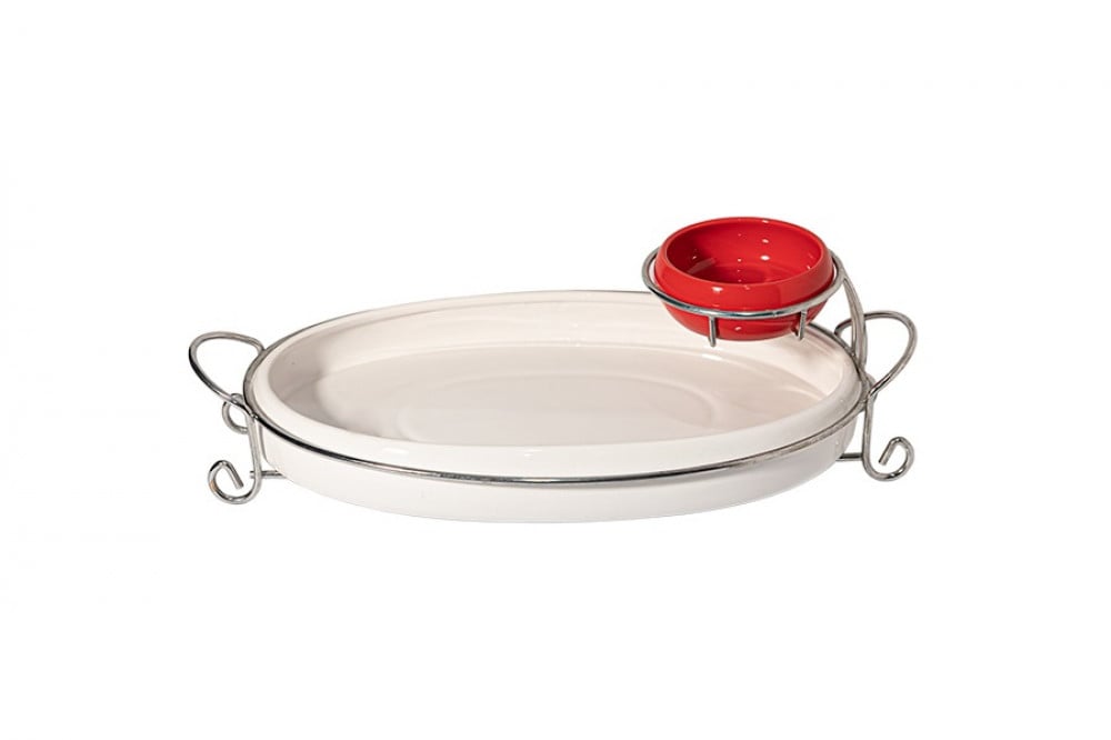 سيرفس بوفيه بورسلان بحامل معدني مقاس كبير