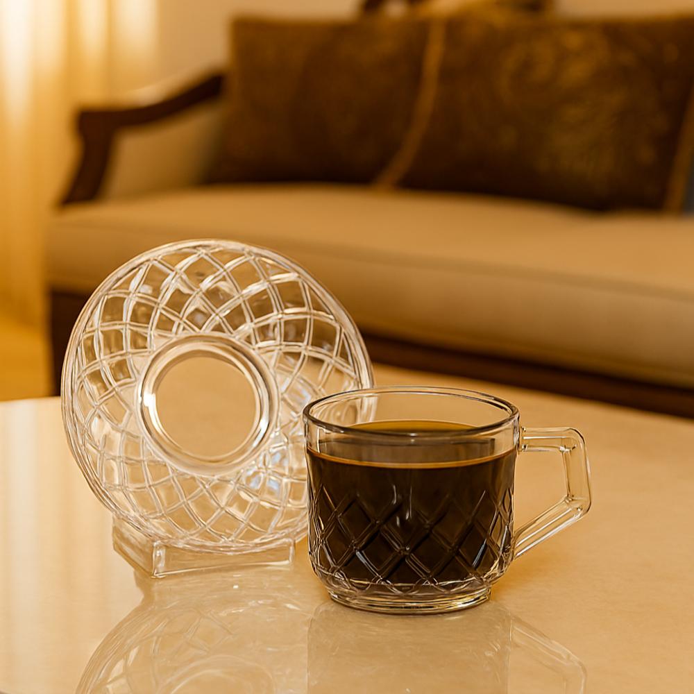 طقم فناجين اسبريسو زجاج مربعات 6 اشخاص سعة 85 مل