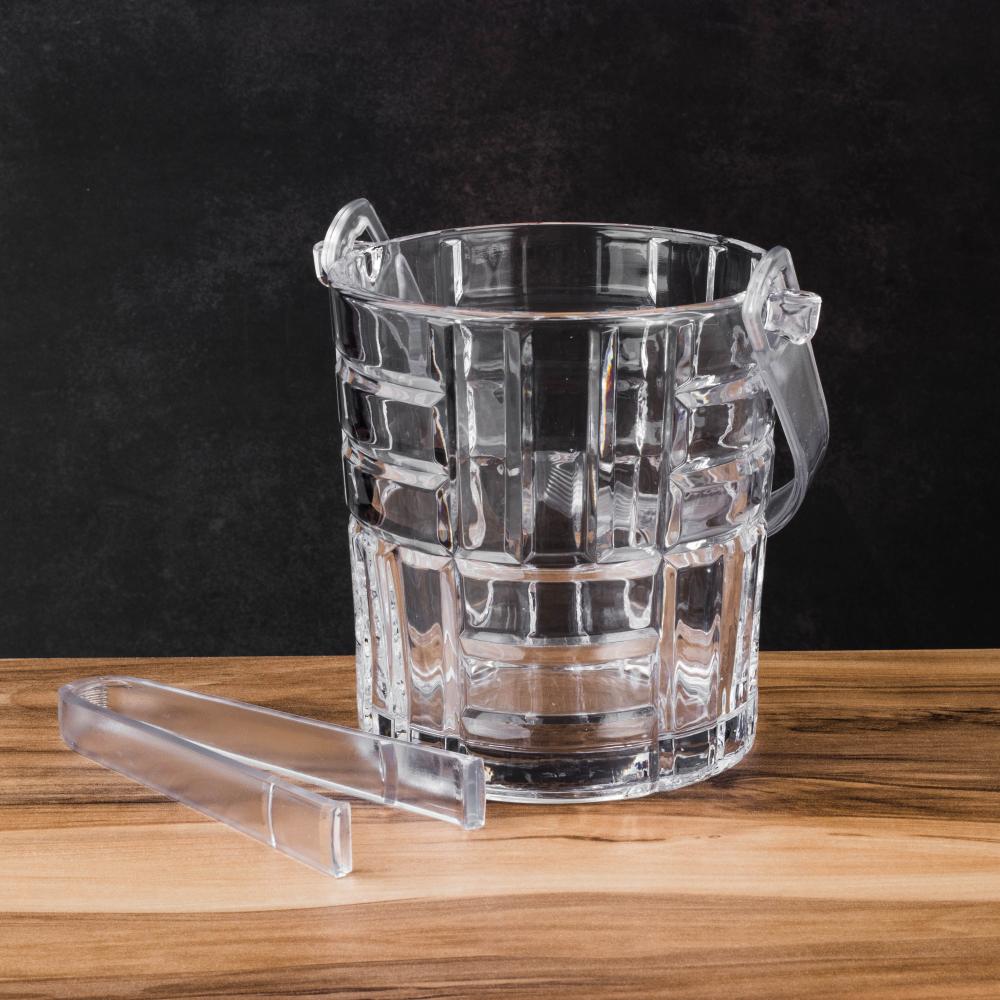 سطل ثلج زجاج محجر مع ملقط اكرليك