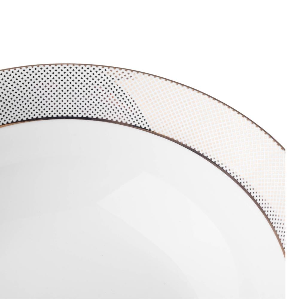 زبدية سلطة بورسلان ابيض وذهبي منقط مقاس 22.5 سم 1 قطعة