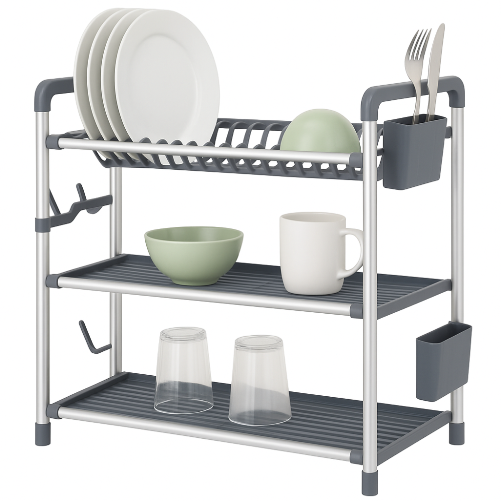 نشاف صحون المنيوم وبلاستيك 3 دور كبير