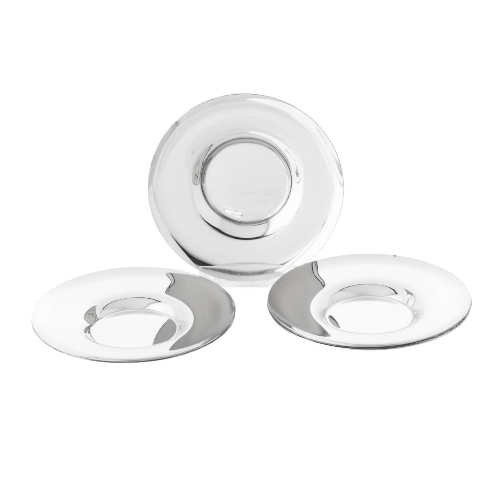 اطباق شاي معدن فضي 6 قطعة مقاس 12 سم استيل هندي