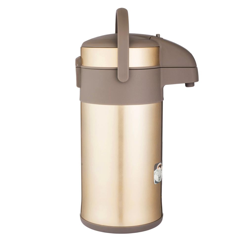 شاها ترمس ضغط ستانلس ستيل من الداخل والخارج عالي الجودة لحفظ الحرارة 4 لتر ذهبي