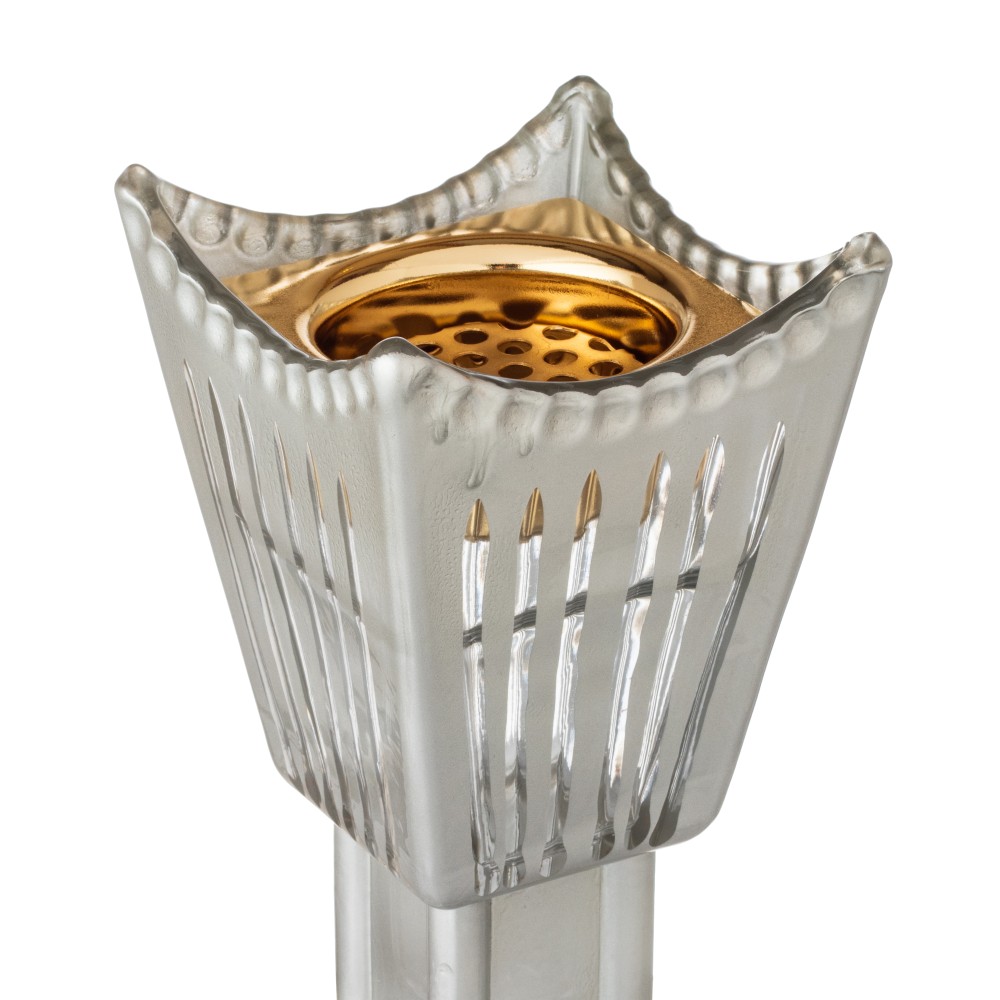 مبخرة الشعلة زجاج تركي لون فضي