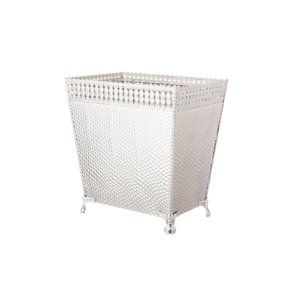 سلة وعلبة مناديل معدن فضي