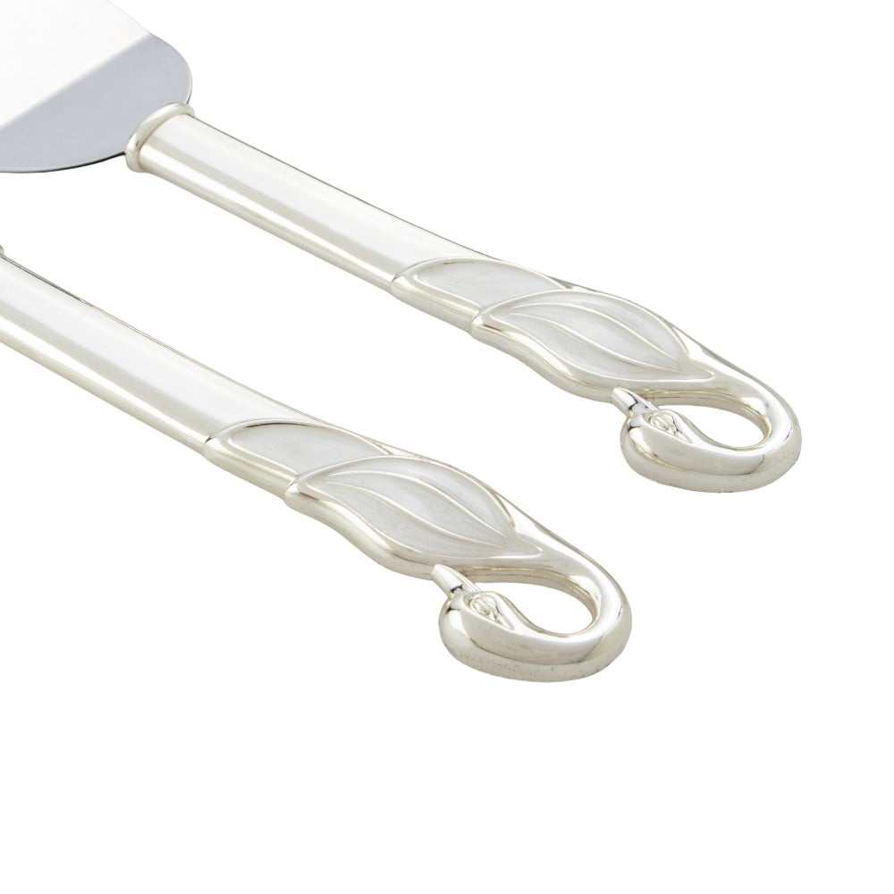 جاروف وسكين لتقطيع الكيك معدن فضي