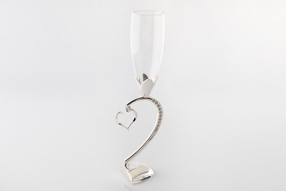 طقم كاسات افراح قلب فضي