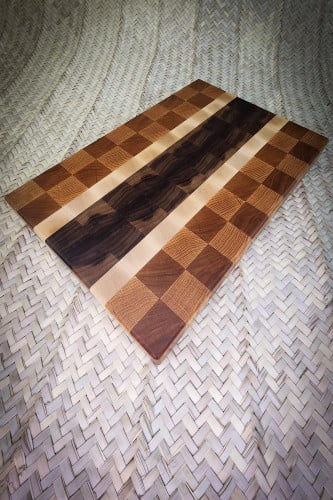 لوح تقطيع وتقديم End Grain خشب جوز سنديان وميبل