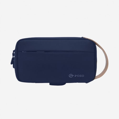 حقيبة تخزين مزودة بمقبض علوي مع منفذ للشحن باللون: الأزرق والاسود والرمادي