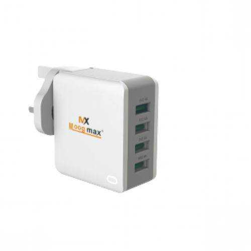 شاحن جداري USB بـ 4 منافذ W36 USB أبيض