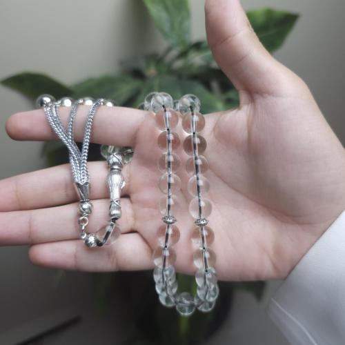 سبحة عقيق ابيض شفاف خيط اسود