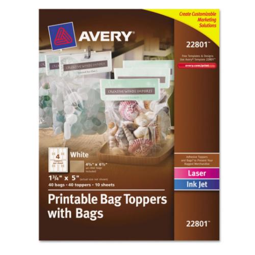 توبّرز وأكياس Avery الأصلية للطباعة والعرض الأنيق