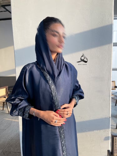 القماش حرير لينن كحلي