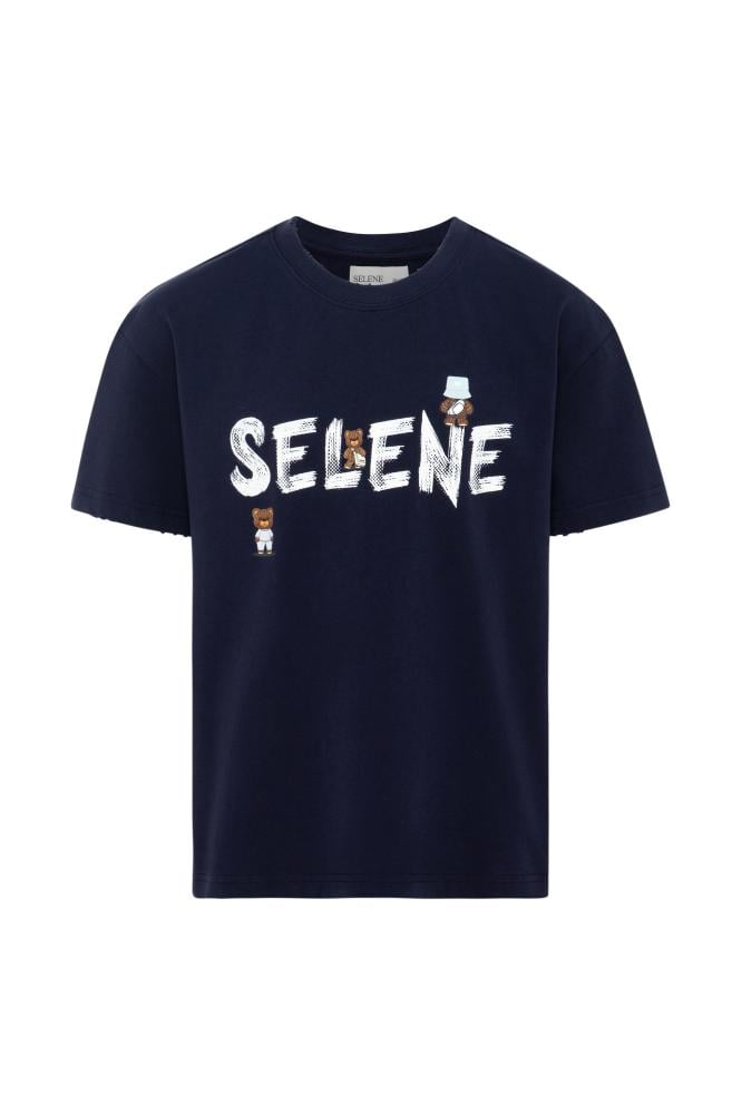 تيشيرت بقصة عادية للجنسين بشعار SELENE - أزرق داكن