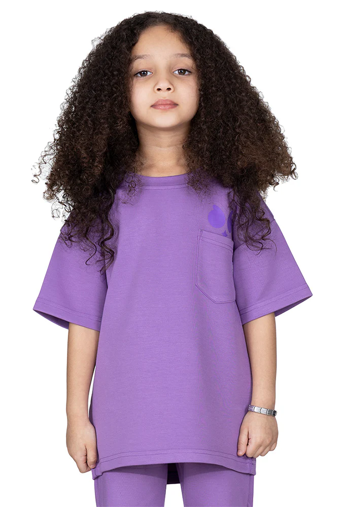 تيشيرت سيلين بعلامة الأعين من الأمام للأطفال (بنفسجي)