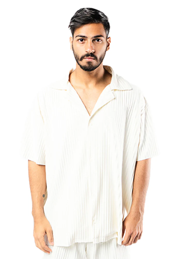 قميص واسع وبأكمام قصيرة للجنسين اوف وايت