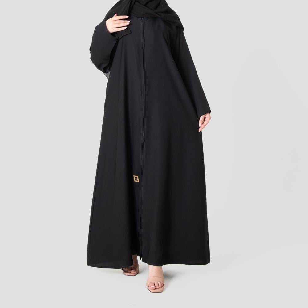 عباية سادة ناعمة من الحرير بسحاب
