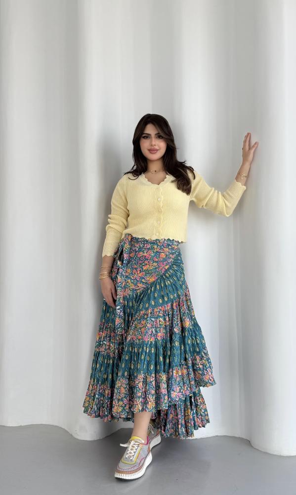 تنورة تركواز فلورز