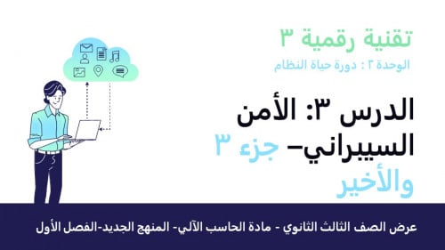 عرض تقنية رقمية 3 ثانوي-الوحدة 2- الدرس3 :الامن السيبراني-جزء3 والاخير