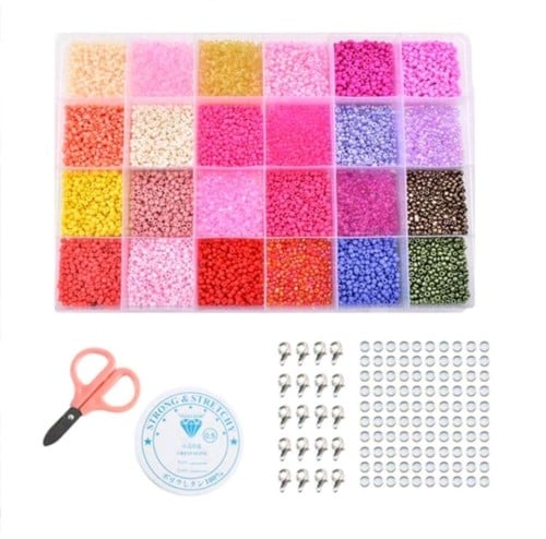 صندوق خرز متعدد الألوان لصنع الاكسسوارات اكثر من 1000 خرزة
