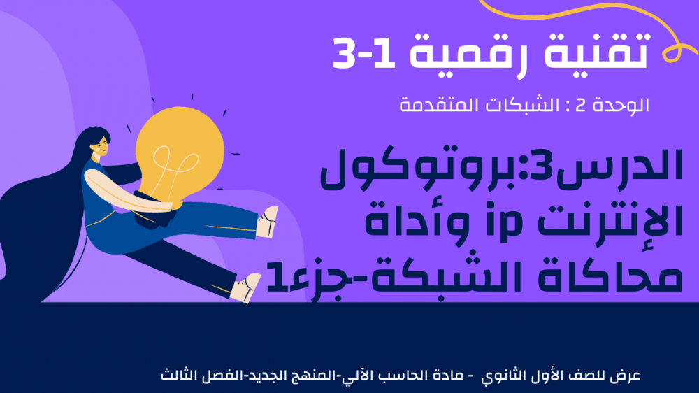 عرض تقنية رقمية 1-3 ثانوي-الدرس3:بروتوكول الإنترنت ip وأداة محاكاة  الشبكة-جزء1 - المتجر الواسع